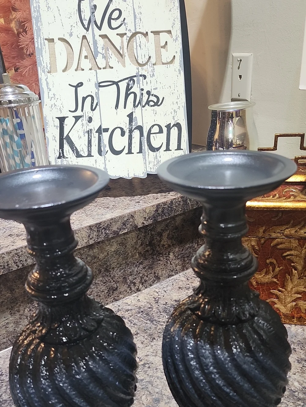 Vintage Resin Pedesta Candle Holders - Pair